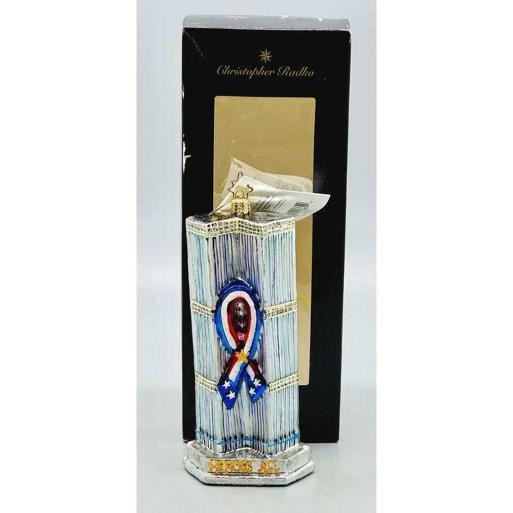 Christopher Radko HEROES ALL 9/11 Twin Towers NYC Glass Ornament Anniversary